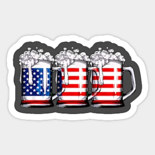 Beer American Flag 4Th Of July Men Women Merica Drinking Sticker